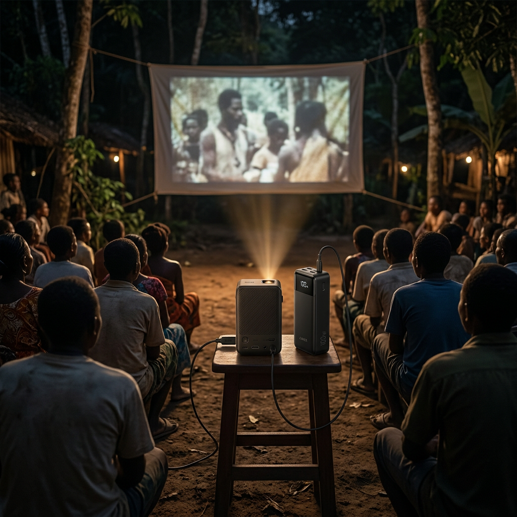 Projection du film Jésus dans un village, le soir